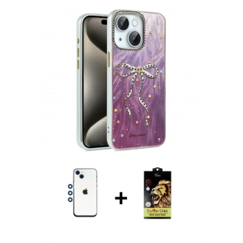MARSİLYAN™- iPhone 14 Kılıf Zirve Modern Prime - Siyah Buffer Cam Ekran Koruyucu + Shine Kamera Lens - MI