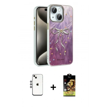 MARSİLYAN™- iPhone 14 Kılıf Zirve Modern Prime - Siyah Buffer Cam Ekran Koruyucu + Shine Kamera Lens - GS