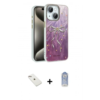 MARSİLYAN™- iPhone 14 Kılıf Zirve Modern Prime - Siyah Joko Magic 5D Cam + Diamond Kamera Lens - PE