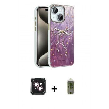 MARSİLYAN™- iPhone 14 Kılıf Zirve Modern Prime - Siyah Joko Magic 5D Hayalet Cam + PVD Metal Kamera Lens - PE