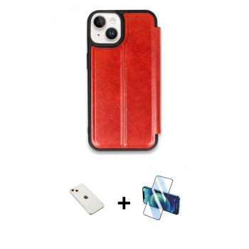 MARSİLYAN™- iPhone 14 Kılıf Zirve Yansıma Serisi - Siyah 3D Antistatik Cam Ekran Koruyucu + Diamond Kamera Lens - PE