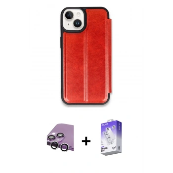 MARSİLYAN™- iPhone 14 Kılıf Zirve Yansıma Serisi - Siyah Bilvis 5in1 3D Magic Cam Ekran Koruyucu + Raze Metal Kamera Lens - GS