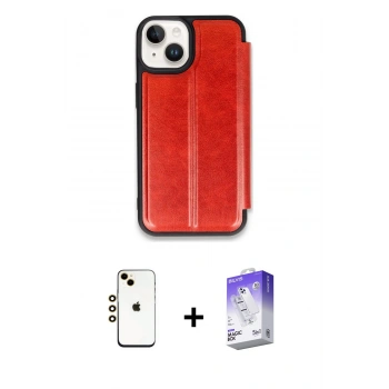 MARSİLYAN™- iPhone 14 Kılıf Zirve Yansıma Serisi - Siyah Bilvis 5in1 3D Magic Cam Ekran Koruyucu + Shine Kamera Lens - GD