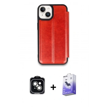 MARSİLYAN™- iPhone 14 Kılıf Zirve Yansıma Serisi - Siyah Bilvis 5in1 5D Magic Hayalet Cam Ekran Koruyucu + PVD Metal Kamera Lens - YL