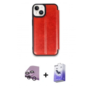 MARSİLYAN™- iPhone 14 Kılıf Zirve Yansıma Serisi - Siyah Bilvis 5in1 5D Magic Hayalet Cam Ekran Koruyucu + Raze Metal Kamera Lens - MR