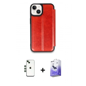 MARSİLYAN™- iPhone 14 Kılıf Zirve Yansıma Serisi - Siyah Bilvis 5in1 5D Magic Hayalet Cam Ekran Koruyucu + Shine Kamera Lens - YL