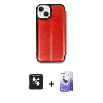 MARSİLYAN™- iPhone 14 Kılıf Zirve Yansıma Serisi - Siyah Bilvis 5in1 5D Magic Hayalet Cam Ekran Koruyucu + PVD Metal Kamera Lens - PE