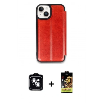 MARSİLYAN™- iPhone 14 Kılıf Zirve Yansıma Serisi - Siyah Buffer Cam Ekran Koruyucu + PVD Metal Kamera Lens - GS