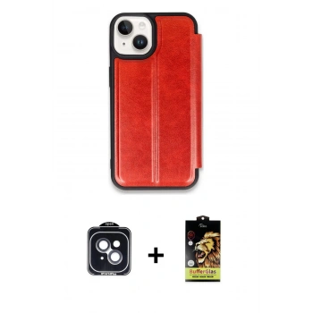 MARSİLYAN™- iPhone 14 Kılıf Zirve Yansıma Serisi - Siyah Buffer Cam Ekran Koruyucu + PVD Metal Kamera Lens - SH