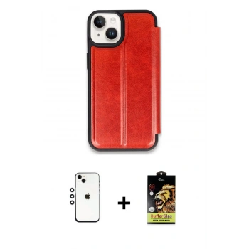 MARSİLYAN™- iPhone 14 Kılıf Zirve Yansıma Serisi - Siyah Buffer Cam Ekran Koruyucu + Shine Kamera Lens - GS