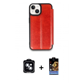 MARSİLYAN™- iPhone 14 Kılıf Zirve Yansıma Serisi - Siyah Buffer Hayalet Cam Ekran Koruyucu + PVD Metal Kamera Lens - MI