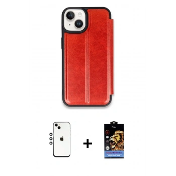 MARSİLYAN™- iPhone 14 Kılıf Zirve Yansıma Serisi - Siyah Buffer Hayalet Cam Ekran Koruyucu + Shine Kamera Lens - GS