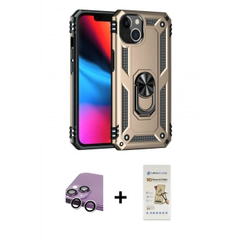 MARSİLYAN™- iPhone 14 Plus Kılıf Ahenk Klasik Koleksiyonu - Siyah Mat Seramik Nano Ekran Koruyucu + Raze Metal Kamera Lens - GS