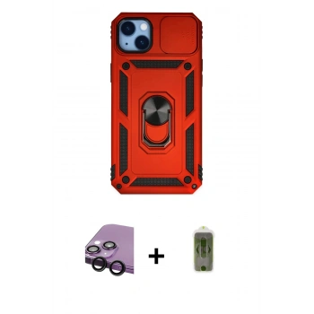 MARSİLYAN™- iPhone 14 Plus Kılıf Ahenk Klasik - Siyah Joko Magic 5D Hayalet Cam + Raze Metal Kamera Lens - SH
