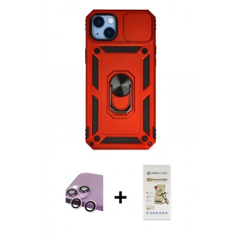 MARSİLYAN™- iPhone 14 Plus Kılıf Ahenk Klasik - Siyah Mat Seramik Nano Ekran Koruyucu + Raze Metal Kamera Lens - MR