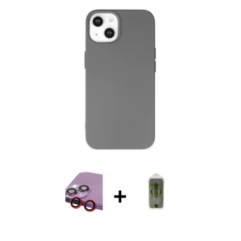 MARSİLYAN™- iPhone 14 Plus Kılıf Ahenk Serisi - Siyah Joko Magic 5D Hayalet Cam + Raze Metal Kamera Lens - KI