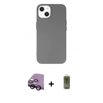 MARSİLYAN™- iPhone 14 Plus Kılıf Ahenk Serisi - Siyah Joko Magic 5D Hayalet Cam + Raze Metal Kamera Lens - SH