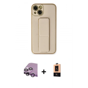 MARSİLYAN™- iPhone 14 Plus Kılıf Akış Doku - Şeffaf Maxco Cam Ekran Koruyucu + Raze Metal Kamera Lens - MR