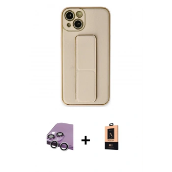 MARSİLYAN™- iPhone 14 Plus Kılıf Akış Doku - Şeffaf Maxco Cam Ekran Koruyucu + Raze Metal Kamera Lens - GS