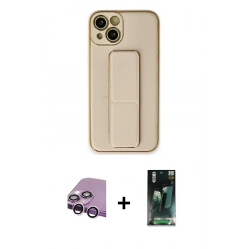 MARSİLYAN™- iPhone 14 Plus Kılıf Akış Doku - Siyah 360 Mat Full Body Arka Koruyucu + Raze Metal Kamera Lens - MR