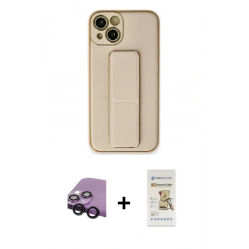 MARSİLYAN™- iPhone 14 Plus Kılıf Akış Doku - Siyah Mat Seramik Nano Ekran Koruyucu + Raze Metal Kamera Lens - SH