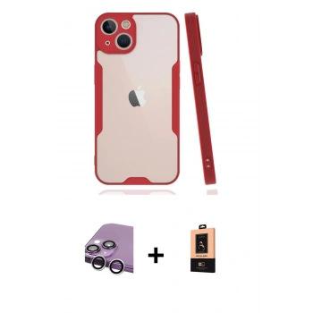 MARSİLYAN™- iPhone 14 Plus Kılıf Atlas Asil Serisi - Şeffaf Maxco Cam Ekran Koruyucu + Raze Metal Kamera Lens - GS