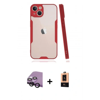 MARSİLYAN™- iPhone 14 Plus Kılıf Atlas Asil Serisi - Şeffaf Maxco Cam Ekran Koruyucu + Raze Metal Kamera Lens - SH