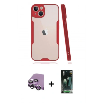 MARSİLYAN™- iPhone 14 Plus Kılıf Atlas Asil Serisi - Siyah 360 Mat Full Body Arka Koruyucu + Raze Metal Kamera Lens - GS