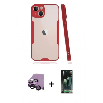 MARSİLYAN™- iPhone 14 Plus Kılıf Atlas Asil Serisi - Siyah 360 Mat Full Body Arka Koruyucu + Raze Metal Kamera Lens - SH