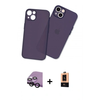 MARSİLYAN™- iPhone 14 Plus Kılıf Atlas Minimal Prime - Şeffaf Maxco Cam Ekran Koruyucu + Raze Metal Kamera Lens - SH