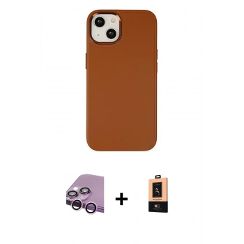 MARSİLYAN™- iPhone 14 Plus Kılıf Çekirdek Çizgi - Şeffaf Maxco Cam Ekran Koruyucu + Raze Metal Kamera Lens - MR