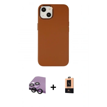 MARSİLYAN™- iPhone 14 Plus Kılıf Çekirdek Çizgi - Şeffaf Maxco Cam Ekran Koruyucu + Raze Metal Kamera Lens - SH