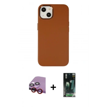 MARSİLYAN™- iPhone 14 Plus Kılıf Çekirdek Çizgi - Siyah 360 Mat Full Body Arka Koruyucu + Raze Metal Kamera Lens - KI