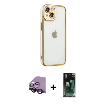 MARSİLYAN™- iPhone 14 Plus Kılıf Çekirdek Klasik Serisi - Siyah 360 Mat Full Body Arka Koruyucu + Raze Metal Kamera Lens - SH