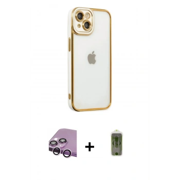 MARSİLYAN™- iPhone 14 Plus Kılıf Çekirdek Klasik Serisi - Siyah Joko Magic 5D Hayalet Cam + Raze Metal Kamera Lens - MR