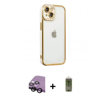 MARSİLYAN™- iPhone 14 Plus Kılıf Çekirdek Klasik Serisi - Siyah Joko Magic 5D Hayalet Cam + Raze Metal Kamera Lens - SH