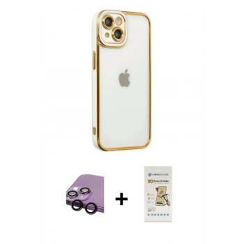 MARSİLYAN™- iPhone 14 Plus Kılıf Çekirdek Klasik Serisi - Siyah Mat Seramik Nano Ekran Koruyucu + Raze Metal Kamera Lens - SH