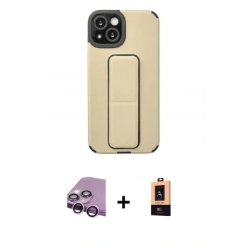 MARSİLYAN™- iPhone 14 Plus Kılıf Çekirdek Yansıma - Şeffaf Maxco Cam Ekran Koruyucu + Raze Metal Kamera Lens - MR