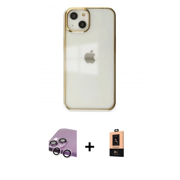 MARSİLYAN™- iPhone 14 Plus Kılıf Doruk Doku Prime - Şeffaf Maxco Cam Ekran Koruyucu + Raze Metal Kamera Lens - MR