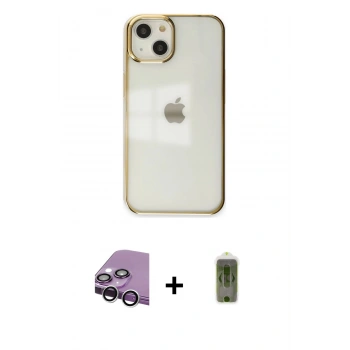 MARSİLYAN™- iPhone 14 Plus Kılıf Doruk Doku Prime - Siyah Joko Magic 5D Hayalet Cam + Raze Metal Kamera Lens - GS