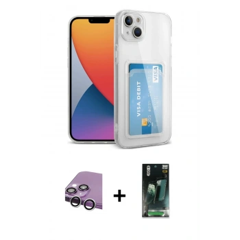 MARSİLYAN™- iPhone 14 Plus Kılıf Doruk Klasik Koleksiyonu - Siyah 360 Mat Full Body Arka Koruyucu + Raze Metal Kamera Lens - GS