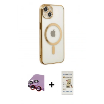 MARSİLYAN™- iPhone 14 Plus Kılıf Doruk Minimal - Siyah Mat Seramik Nano Ekran Koruyucu + Raze Metal Kamera Lens - KI