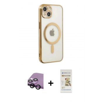 MARSİLYAN™- iPhone 14 Plus Kılıf Doruk Minimal - Siyah Mat Seramik Nano Ekran Koruyucu + Raze Metal Kamera Lens - SH