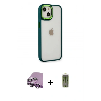 MARSİLYAN™- iPhone 14 Plus Kılıf Eksen Doku Prime - Siyah Joko Magic 5D Hayalet Cam + Raze Metal Kamera Lens - MR