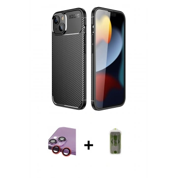 MARSİLYAN™- iPhone 14 Plus Kılıf Eksen Form Prime - Siyah Joko Magic 5D Hayalet Cam + Raze Metal Kamera Lens - KI