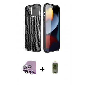MARSİLYAN™- iPhone 14 Plus Kılıf Eksen Form Prime - Siyah Joko Magic 5D Hayalet Cam + Raze Metal Kamera Lens - MR