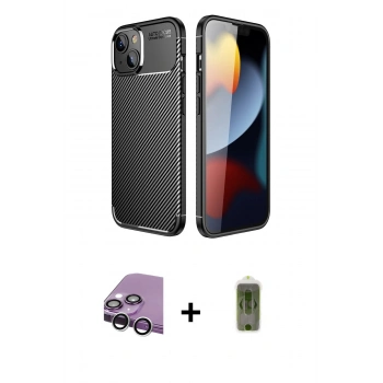 MARSİLYAN™- iPhone 14 Plus Kılıf Eksen Form Prime - Siyah Joko Magic 5D Hayalet Cam + Raze Metal Kamera Lens - GS