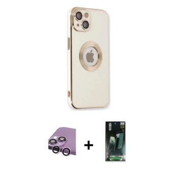 MARSİLYAN™- iPhone 14 Plus Kılıf İz Form Serisi - Siyah 360 Mat Full Body Arka Koruyucu + Raze Metal Kamera Lens - GS