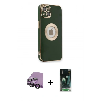 MARSİLYAN™- iPhone 14 Plus Kılıf İz Form Serisi - Siyah 360 Mat Full Body Arka Koruyucu + Raze Metal Kamera Lens - SH