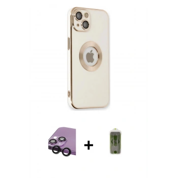 MARSİLYAN™- iPhone 14 Plus Kılıf İz Form Serisi - Siyah Joko Magic 5D Hayalet Cam + Raze Metal Kamera Lens - SH